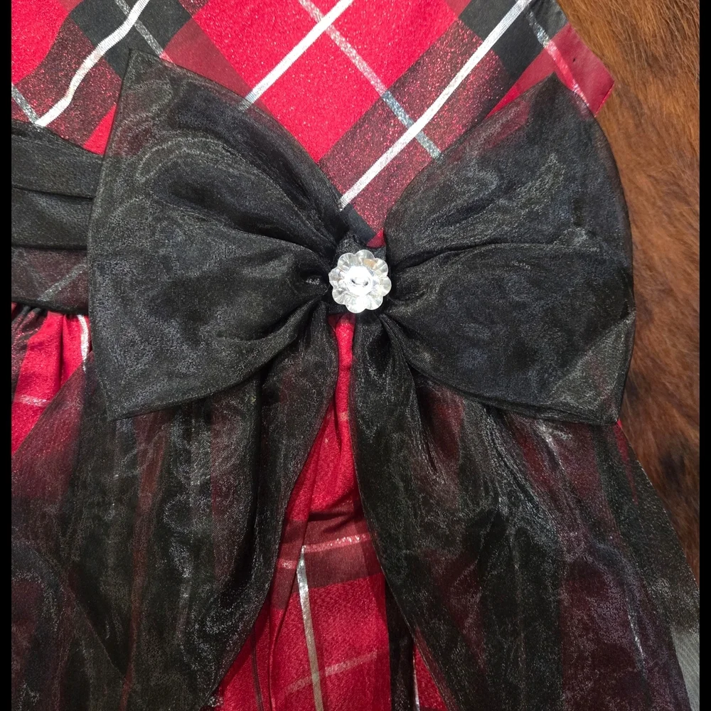 Bonnie Jean Red Plaid Dress with Black Accents